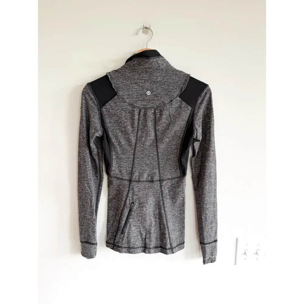 Lululemon Run Your Heart Out 1/2 Zip Colorblock Pullover Sweatshirt Gray 2